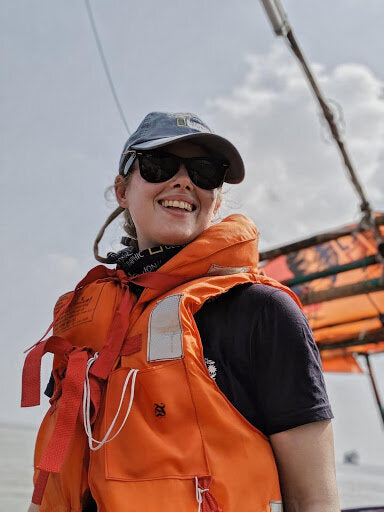 Dr Imogen Napper on a research vessle