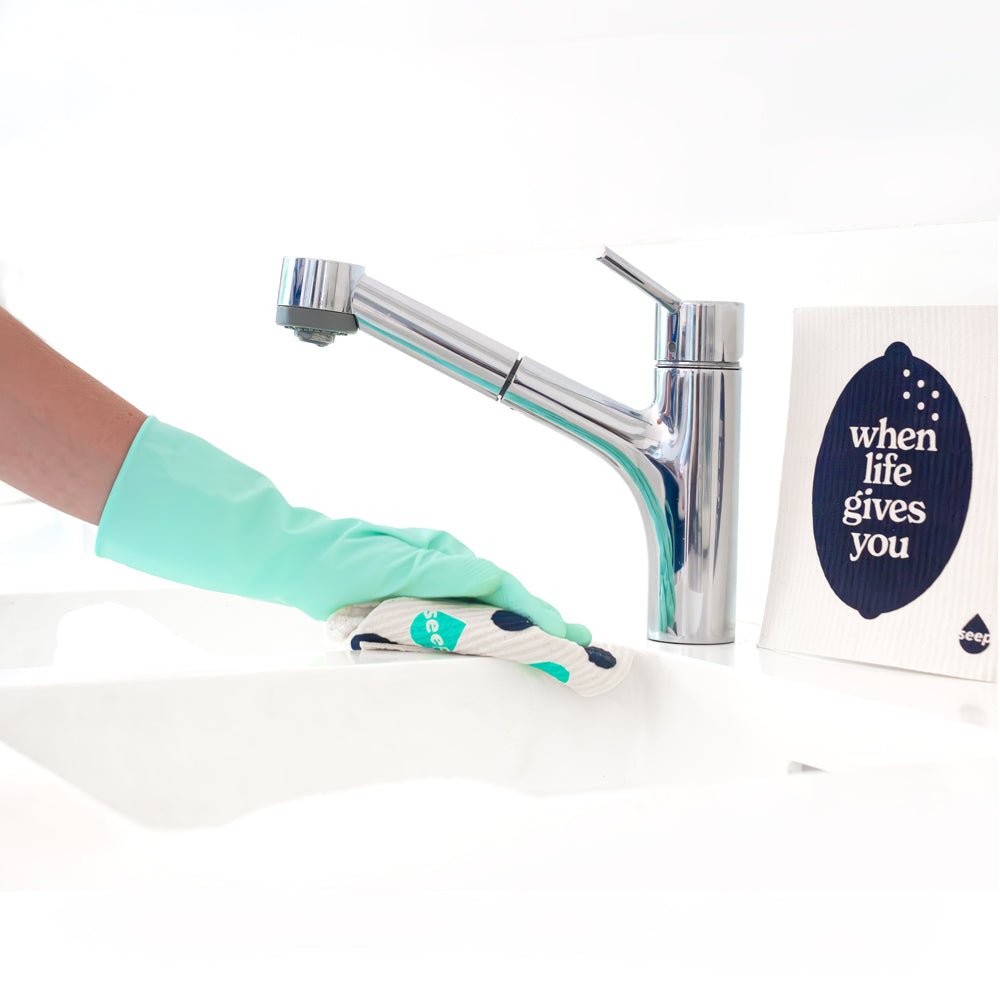 Cleaning sink with Seep Eco Sponge Cloth