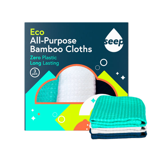 Pack of 3 bamboo cloths with cloths displayed on the side