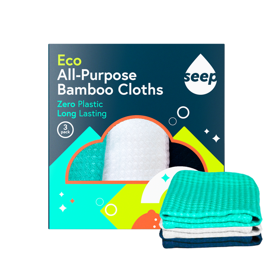 Pack of 3 bamboo cloths with cloths displayed on the side