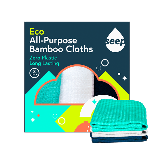 Pack of 3 bamboo cloths with cloths displayed on the side