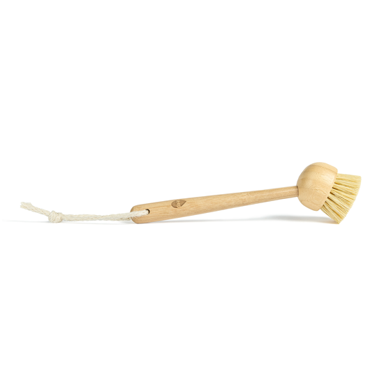 Bamboo dish brush from side