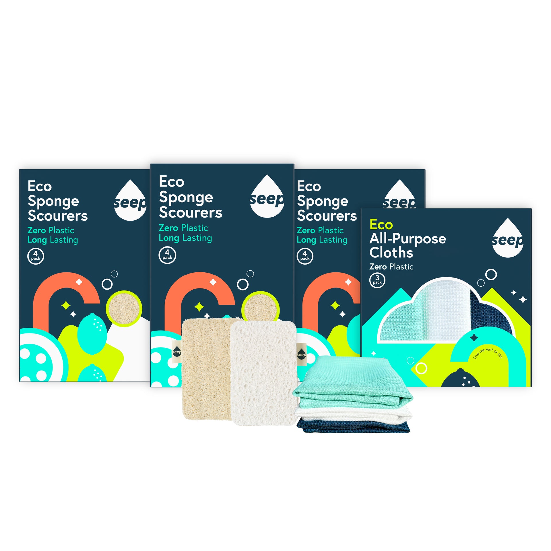 Seep Eco Sponge & Cloth Kit - 1 Year Supply