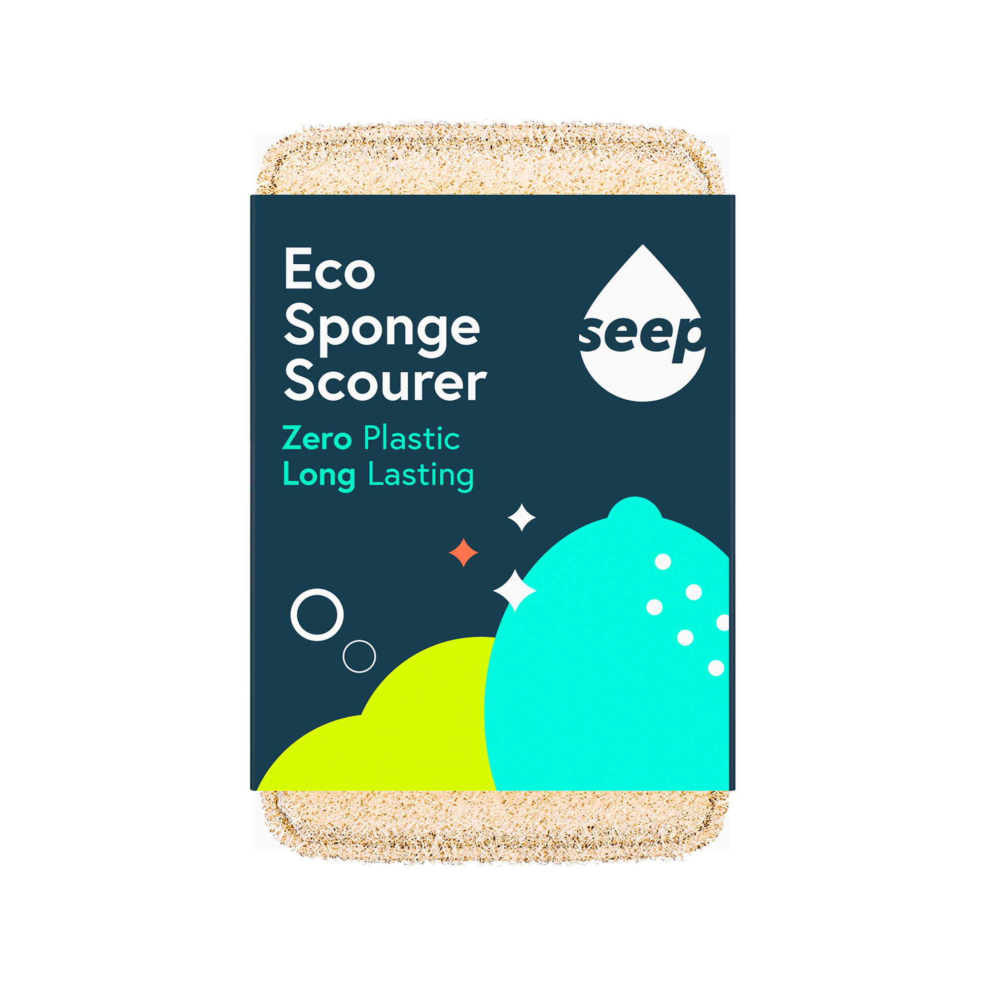 Single eco sponge in recyclable packaging