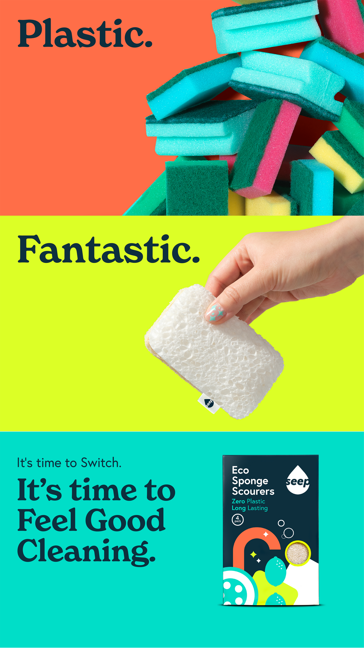 Clean house posters with cute kitchen sponge