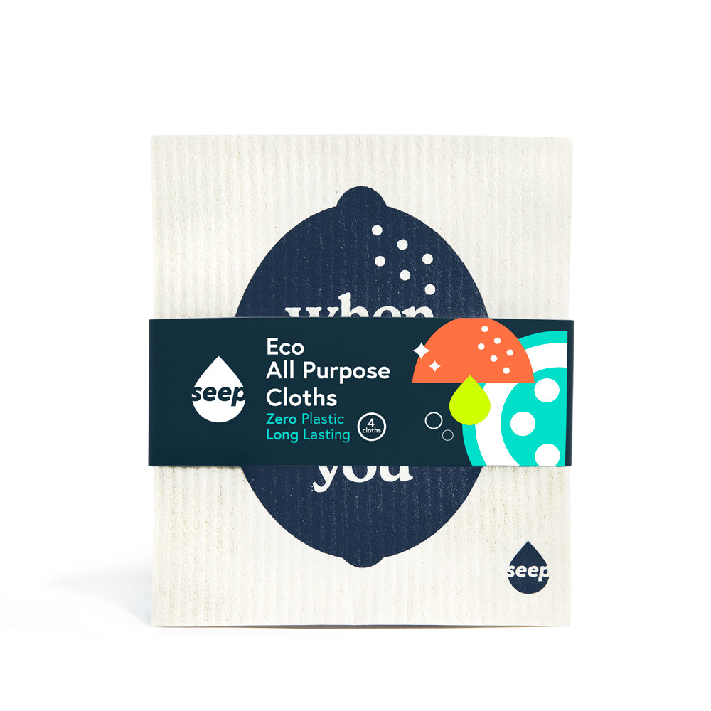 Four pack of Eco Sponge Cloths with recyclable belly band