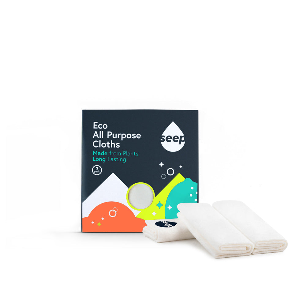 Eco Washing Up Cloth in pack of 3 with cloths displayed on the side