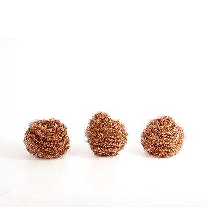 Three Recyclable Copper Scourers displayed in a row