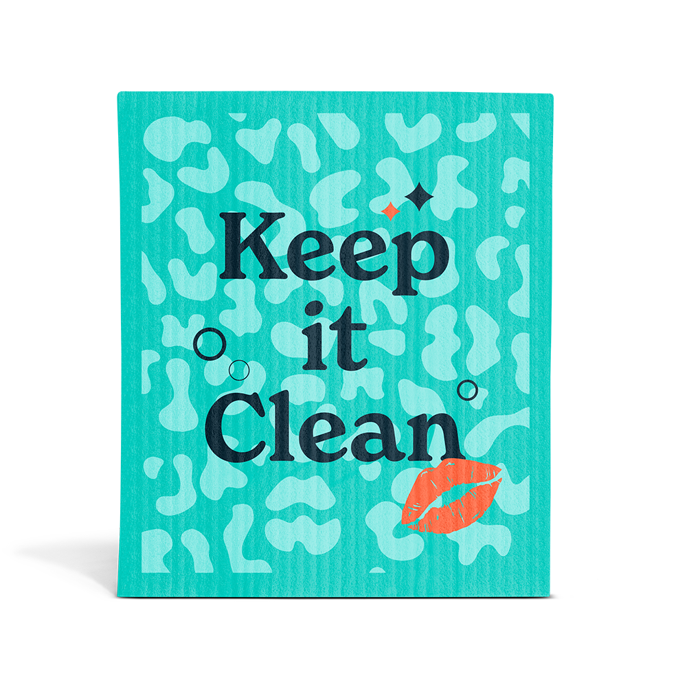 Keep It Clean Turquoise Leopard Print Sponge Cloth