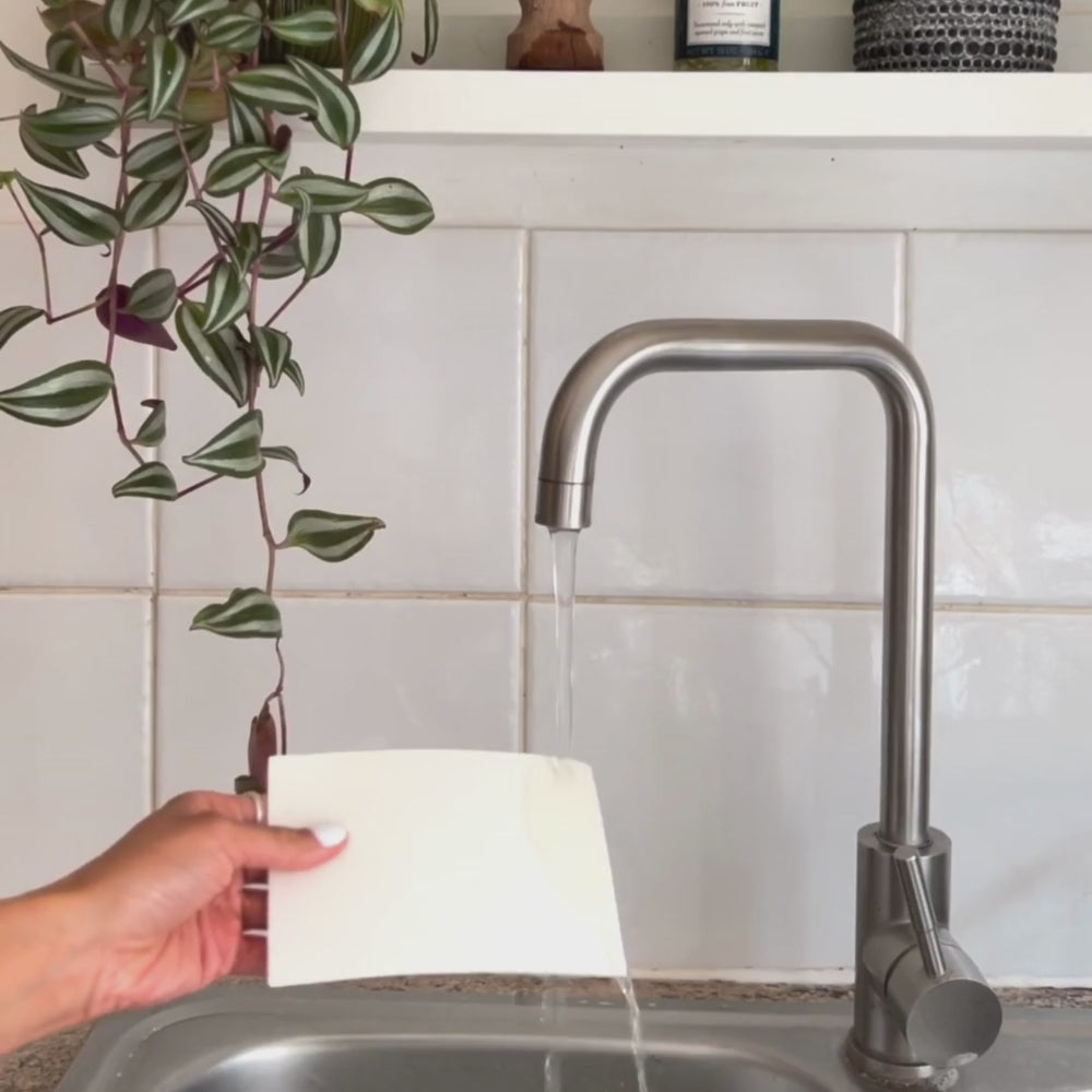 Eco Pop-up Sponge under kitchen tap water