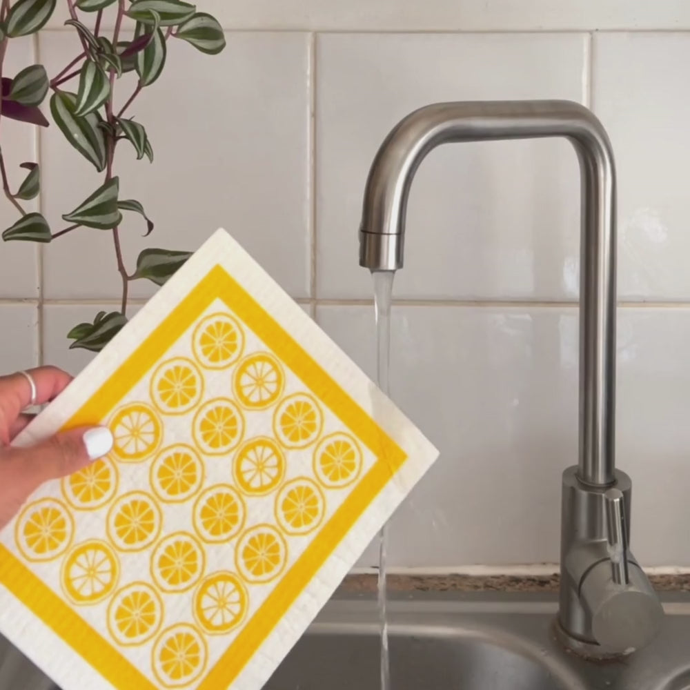 Eco Sponge Cloth under kitchen tap water