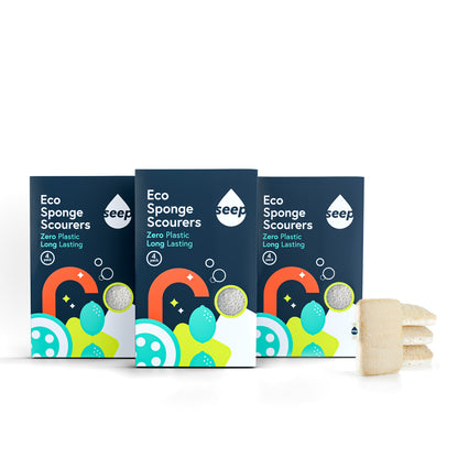 3 packs of 4 Eco Kitchen Sponges with sponge displayed on the side