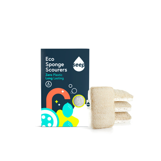 1 pack of 4 Eco Sponges with sponges displayed on the side