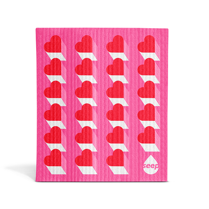 Pink Heart Valentines Design Sponge Cloth