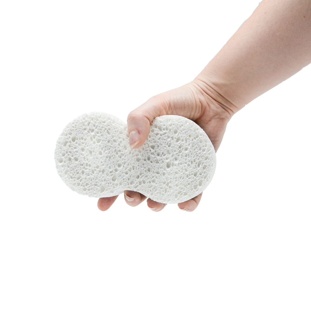 White Large Eco Cellulose Sponge being held